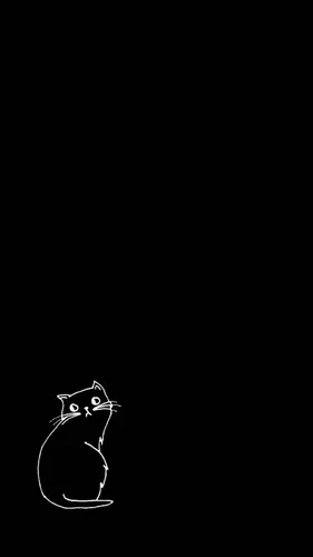 Чёрный Тёмные Обои на телефон рисунок кота на черном фоне