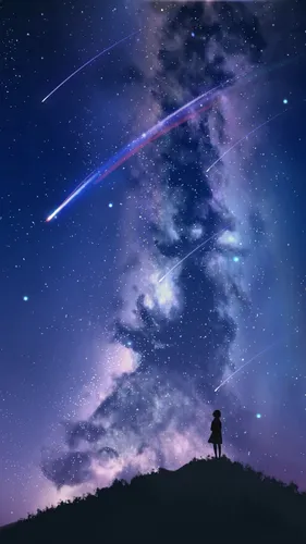 Звезды Обои на телефон человек, стоящий на холме и смотрящий на свет в небе