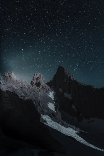 Звезды Обои на телефон заснеженная гора со звездным небом