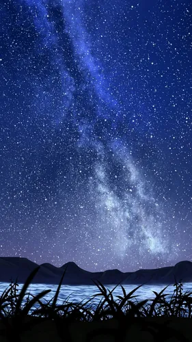 Звезды Обои на телефон звездное ночное небо над горным хребтом