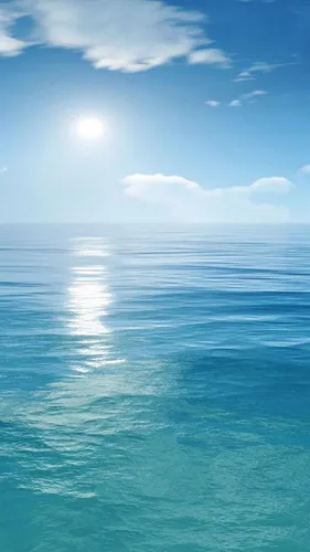 Море Обои на телефон водоем с солнцем в небе