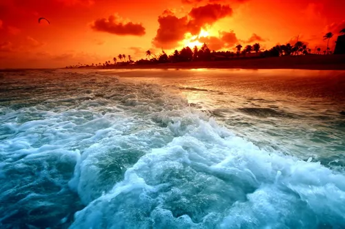 Океан Обои на телефон волны разбиваются на пляже