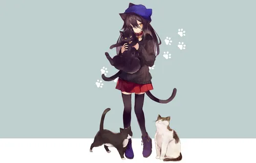 Тиаки Омигава, С Кошками Обои на телефон человек в одежде с кошками