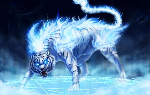С Тигром Обои на телефон сине-белый тигр
