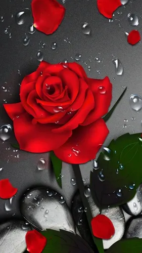 Цветы Розы Обои на телефон красная роза на черной поверхности