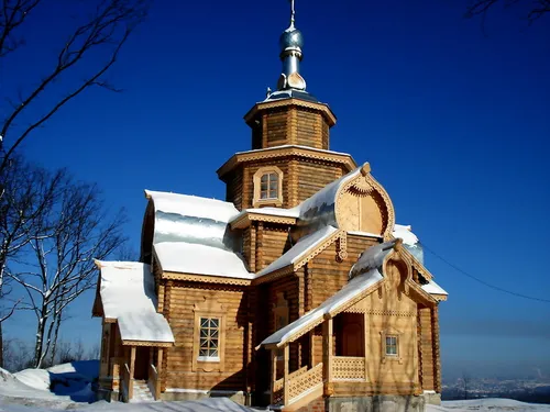 Церковь Обои на телефон здание с башней и снегом на земле