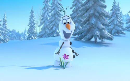 Олаф Обои на телефон снеговик с цветком