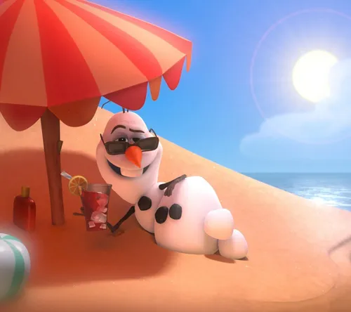 Олаф Обои на телефон снеговик на пляже