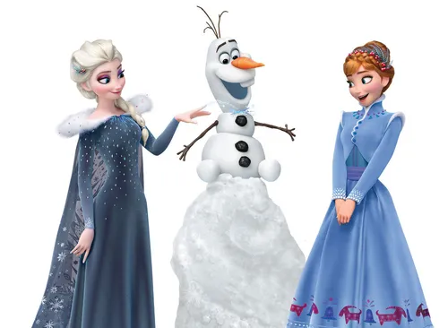 Олаф Обои на телефон пара женщин в платьях и снеговик