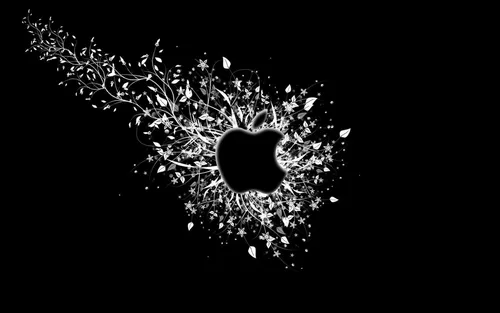 Apple Обои на телефон черно-белое изображение черного круга с белыми точками и черного круга с черным
