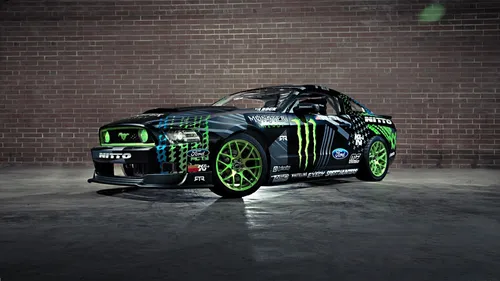 Monster Energy Обои на телефон черно-зеленый гоночный автомобиль