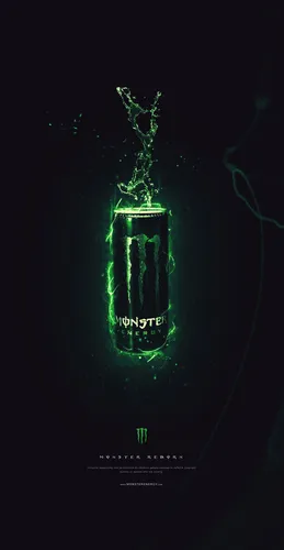 Monster Energy Обои на телефон зеленый свет в темной комнате с Абраджем аль-Бейтом на заднем плане