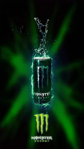 Monster Energy Обои на телефон зеленая бутылка с синей этикеткой