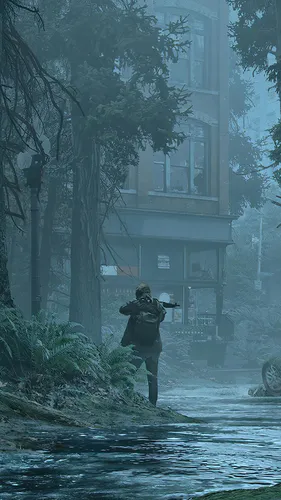 The Last Of Us Обои на телефон человек, стоящий на затопленной улице