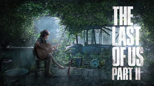 The Last Of Us Обои на телефон человек, сидящий на стуле и играющий на гитаре в лесу