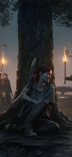 The Last Of Us Обои на телефон сидящий на скале человек с мечом и щитом