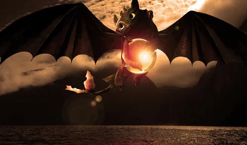 Беззубик Обои на телефон дракон с крыльями и световой саблей