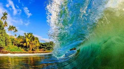 Природа Лето Обои на телефон волна врезается в пляж