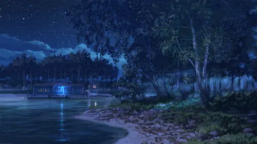 Бесконечное Лето Обои на телефон дом на скалистом берегу у озера с деревьями и горами на заднем плане