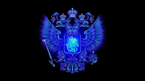 Герб России Обои на телефон сине-фиолетовый логотип