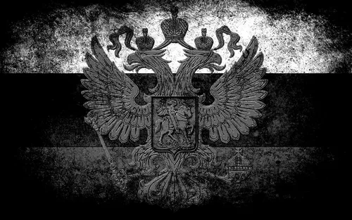 Герб России Обои на телефон черно-белый рисунок дракона с крыльями и короной