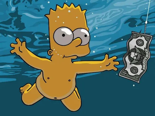 Грустные Симпсоны Обои на телефон мультфильм с уткой и рыбой в воде
