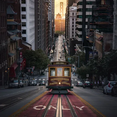 Калифорния Обои на телефон троллейбус на городской улице