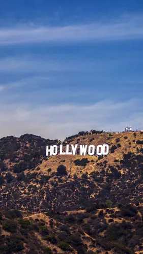 Калифорния Обои на телефон пейзаж с холмами и табличкой со знаком Голливуда на заднем плане
