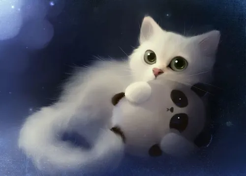 Котята Анимация Обои на телефон кот со снеговиком