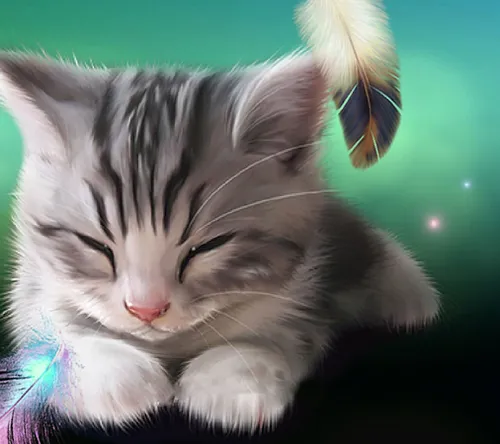 Котята Анимация Обои на телефон кошка с закрытыми глазами