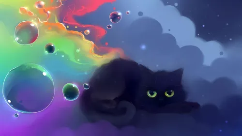 Котята Анимация Обои на телефон кошка со светящимися глазами