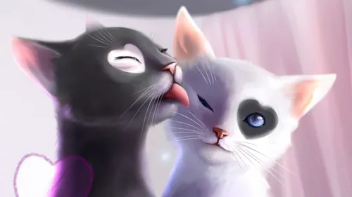 Котята Анимация Обои на телефон кошка лижет другую кошку
