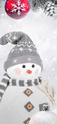 Красивые Новогодние Обои на телефон снеговик в шляпе