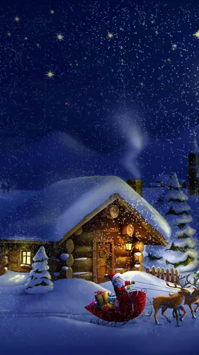 Красивые Новогодние Обои на телефон дом, покрытый снегом
