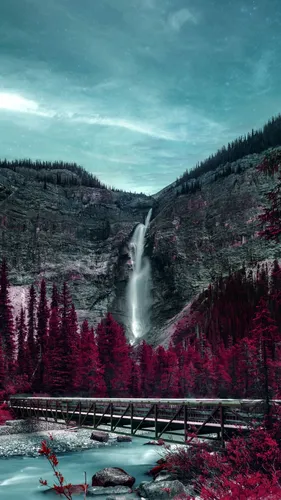 Красивые Фото Обои на телефон водопад в лесу