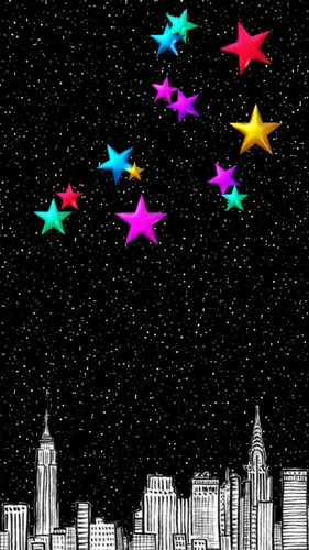 Крутой Модные Обои на телефон группа разноцветных звезд на небе