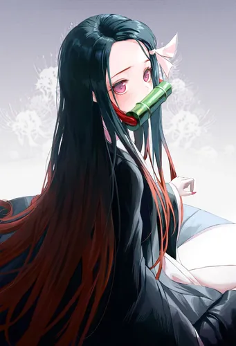 Незуко Обои на телефон женщина с длинными волосами