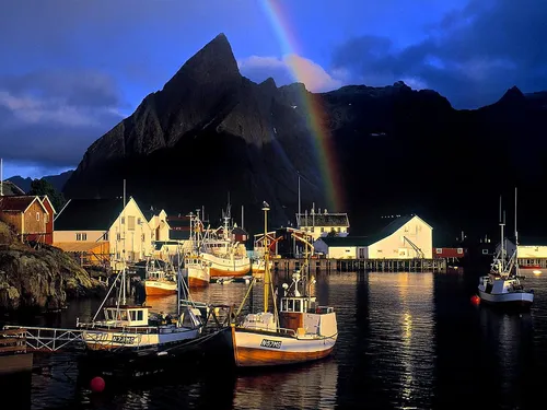 Норвегия Обои на телефон группа лодок в гавани