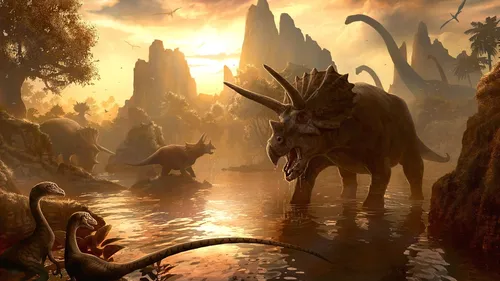Динозавры Обои на телефон видеоигра с динозаврами в реке с деревьями и скалами