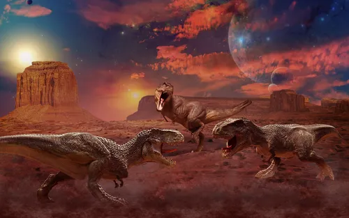 Динозавры Обои на телефон группа динозавров бежит