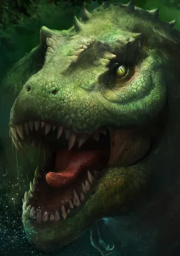 Динозавры Обои на телефон зеленый динозавр с открытым ртом