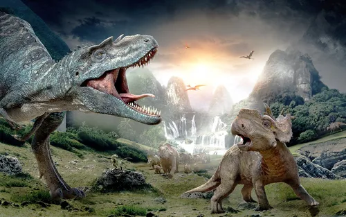 Динозавры Обои на телефон группа динозавров в пустыне
