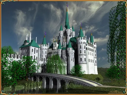 Замок Обои на телефон замок с мостом и деревьями