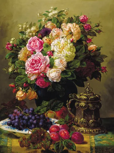 Картины Обои на телефон картина с цветами и виноградом