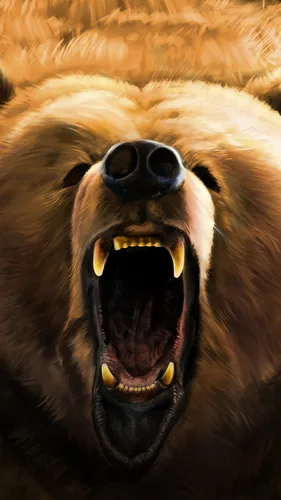 Медведь Обои на телефон лев с открытым ртом