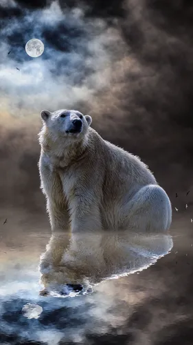 Медведь Обои на телефон белый медведь в воде