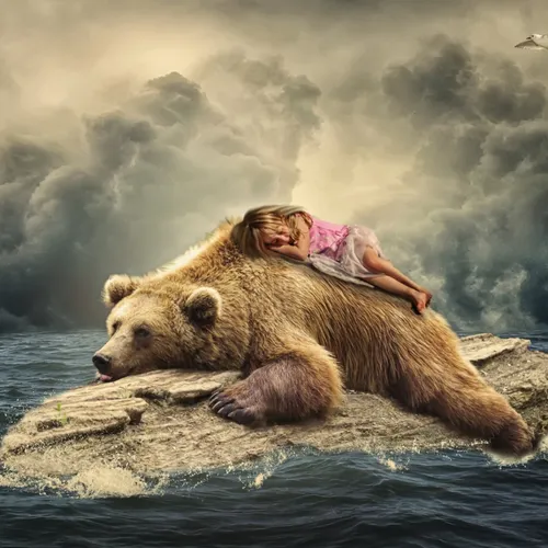 Медведь Обои на телефон девушка, лежащая на большом медведе