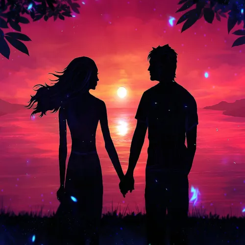 Про Любовь Обои на телефон мужчина и женщина стоят перед закатом