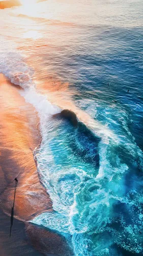 Рассвет Обои на телефон волна разбивается о пляж