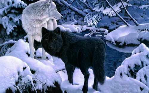 С Волком Обои на телефон волк и волк на снегу
